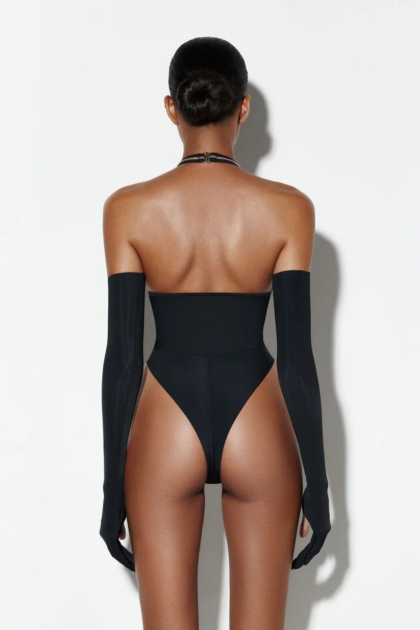 Swan - Siyah Transparan Bodysuit - FUGU.