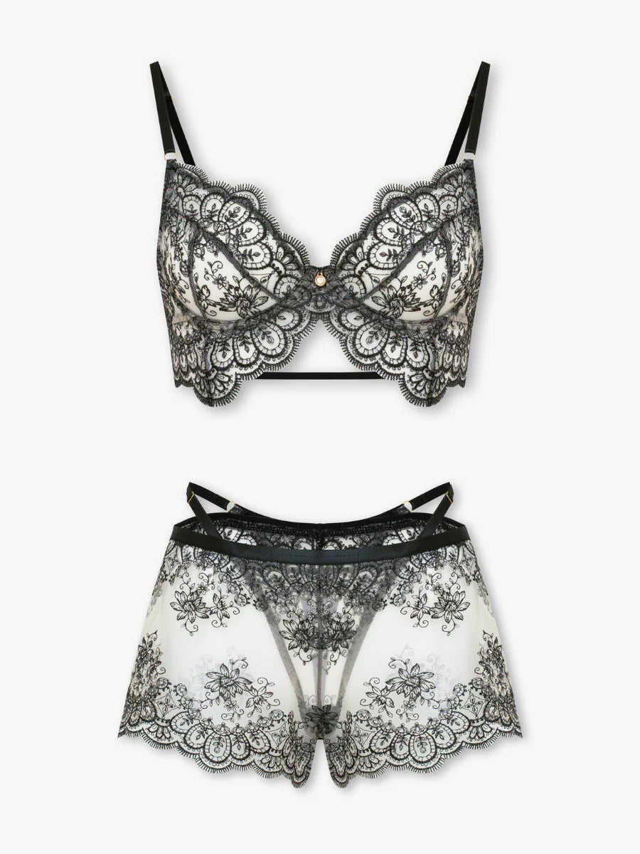 Laurel - Black Shorts and Garter Set