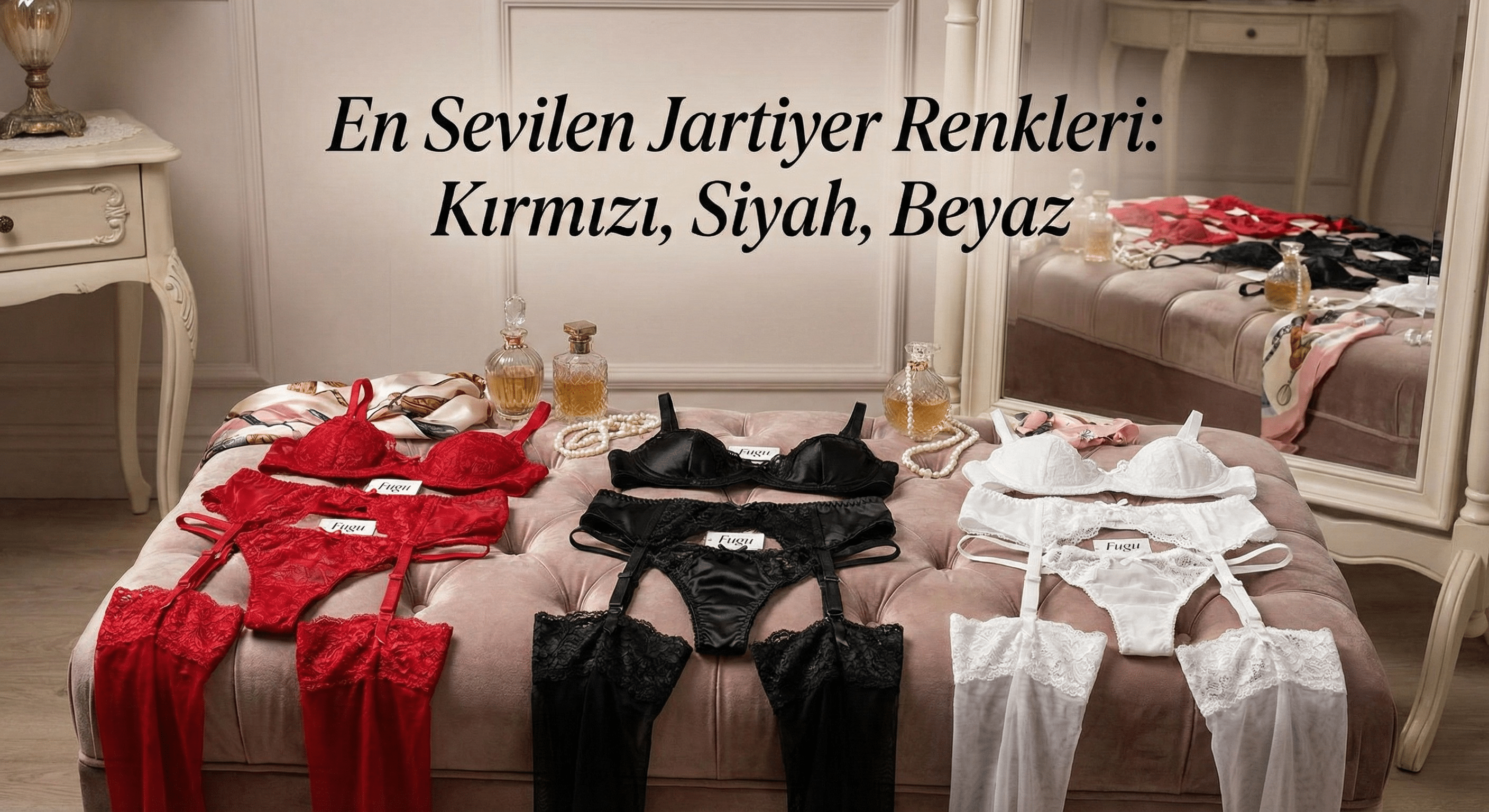 En sevilen Jartiyer renkleri, Kırmızı, Siyah, Beyaz jartiyer - FUGU.