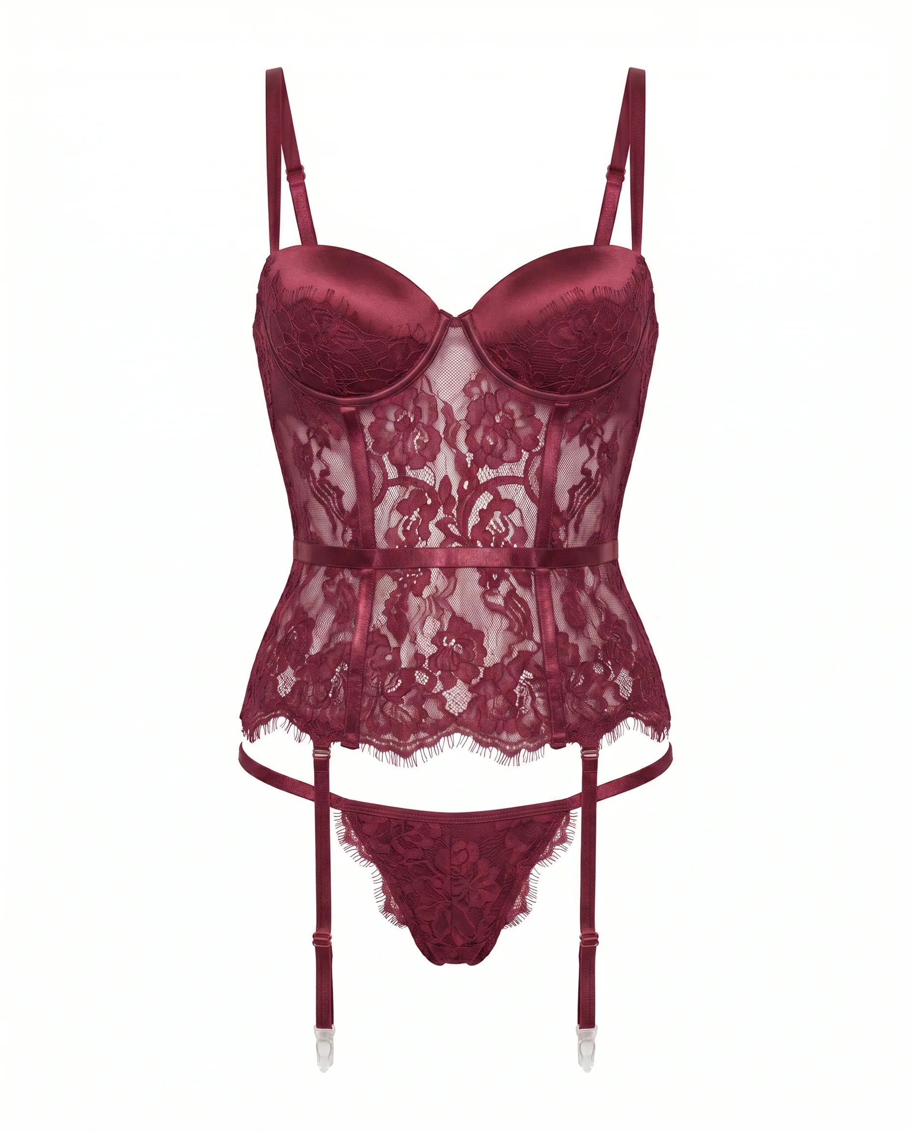 Bordo Büstiyerli Set - 8468