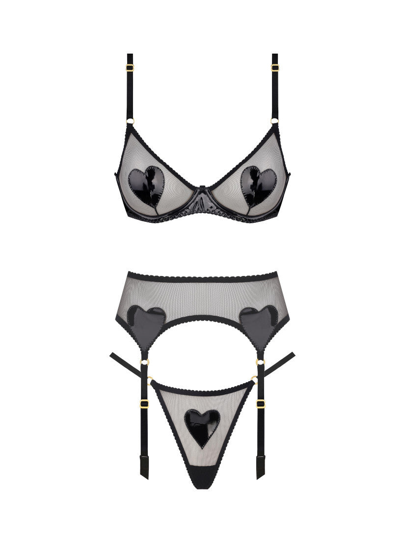 Set di giarrettiere a forma di cuore in pelle di lattice