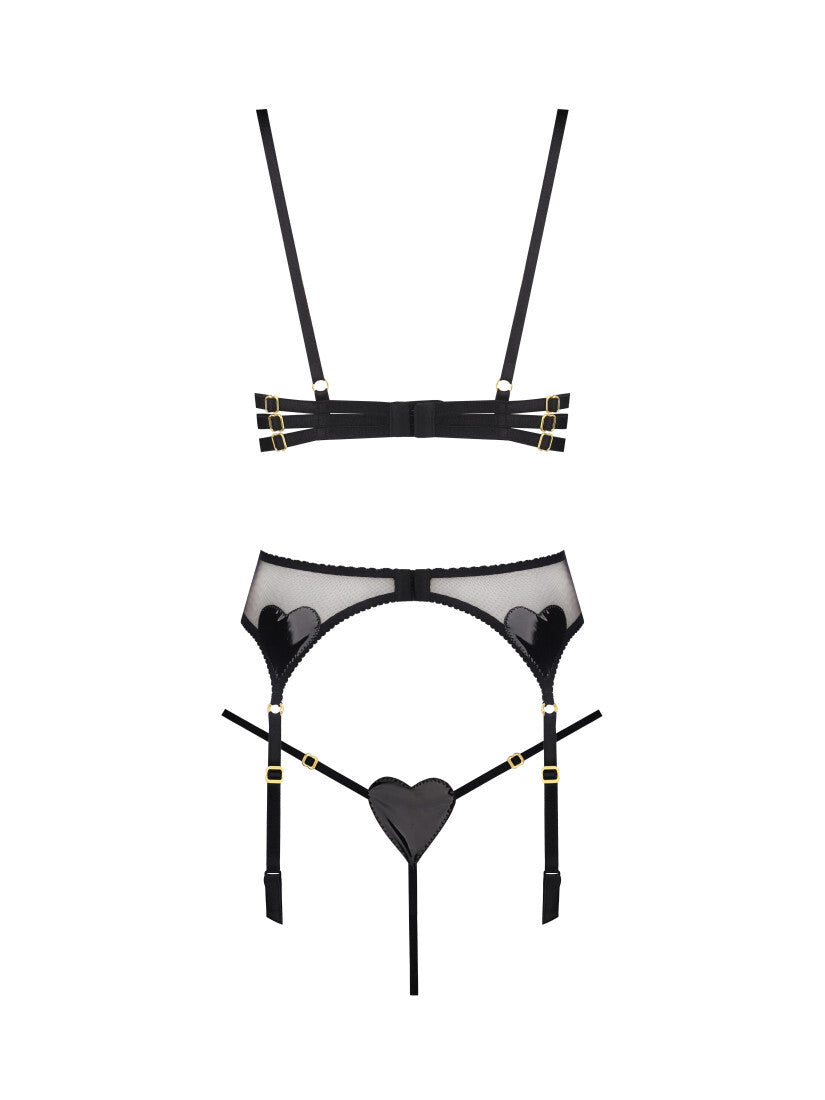 Set di giarrettiere a forma di cuore in pelle di lattice