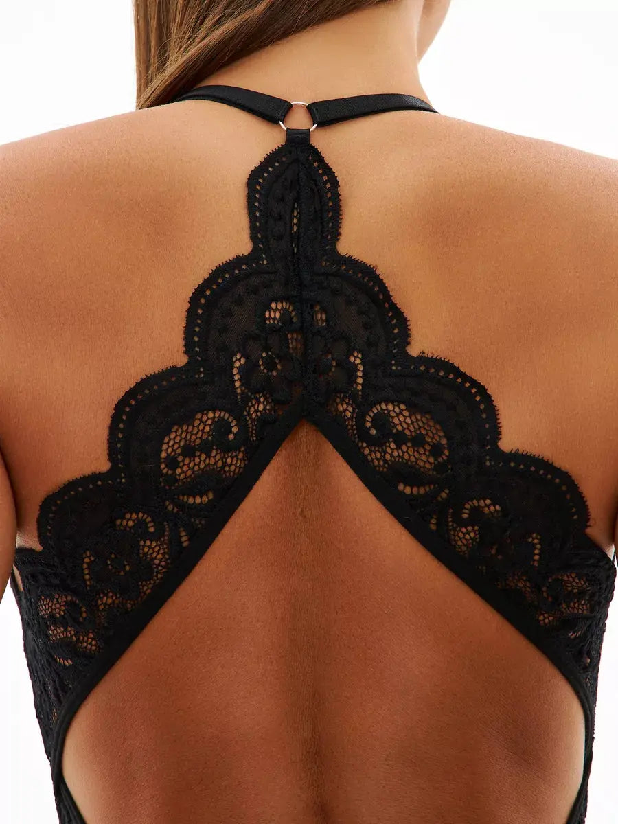 Liaza siyah dantelli gogus dekolteli ozel bolgesi acik bodysuit sırt detayli gorunum